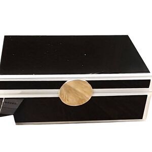 Heaton & Parke Glitter Silver Accented‎ Decorative Glass Storage Box
